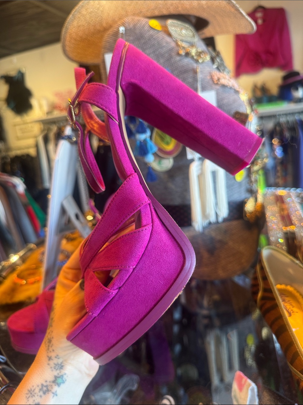 Jessica Simpson Platform Block Heel Sandals - Hot Pink - Picture 2 of 7